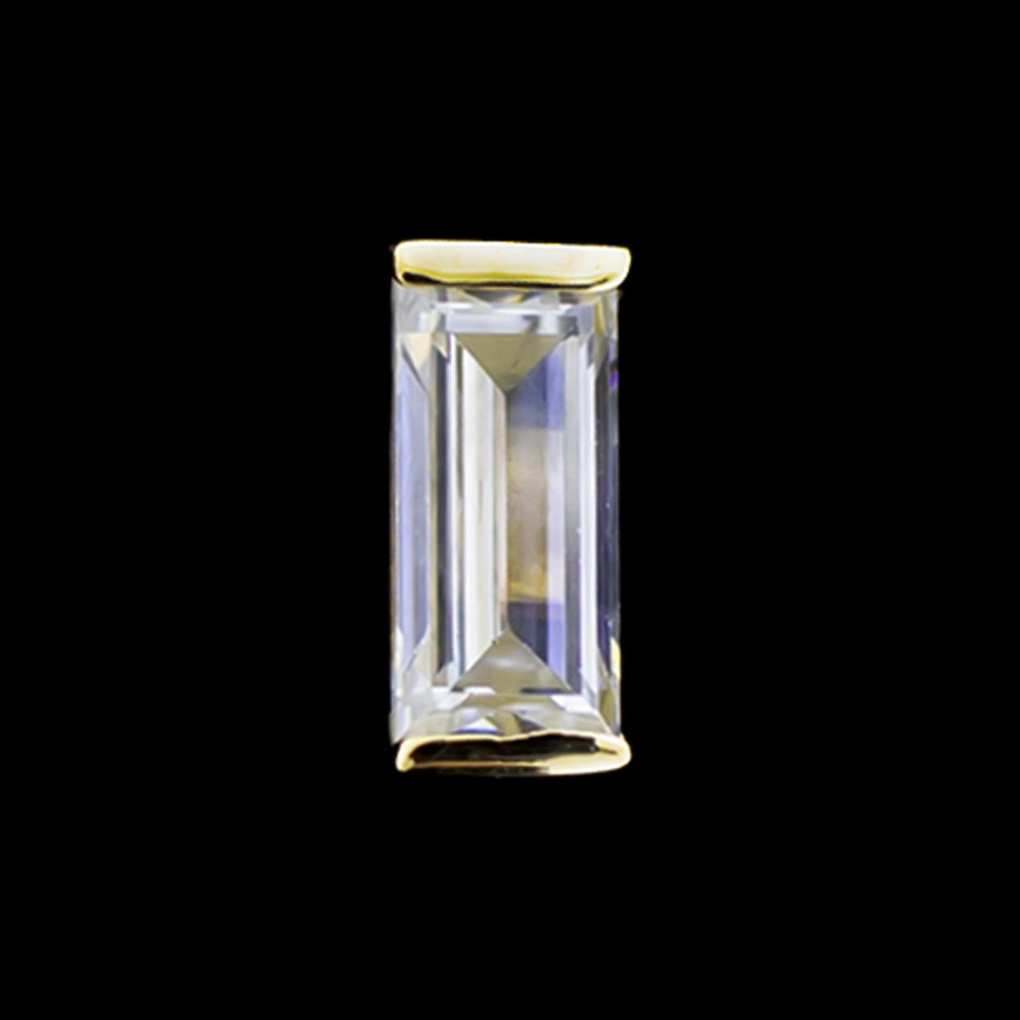 Radiance - 14K Gold Baguette-Cut CZ Threadless End - Khrysos Jewelry