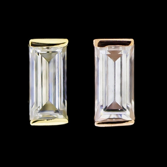 Radiance - 14K Gold Baguette-Cut CZ Threadless End - Khrysos Jewelry