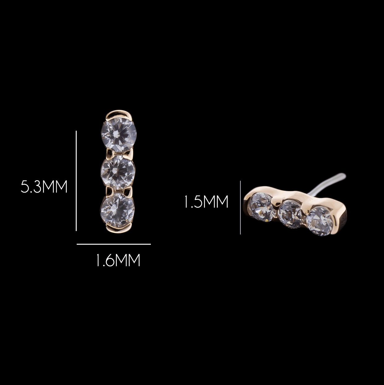 Avery - 14KT Gold Threadless End - Khrysos Jewelry