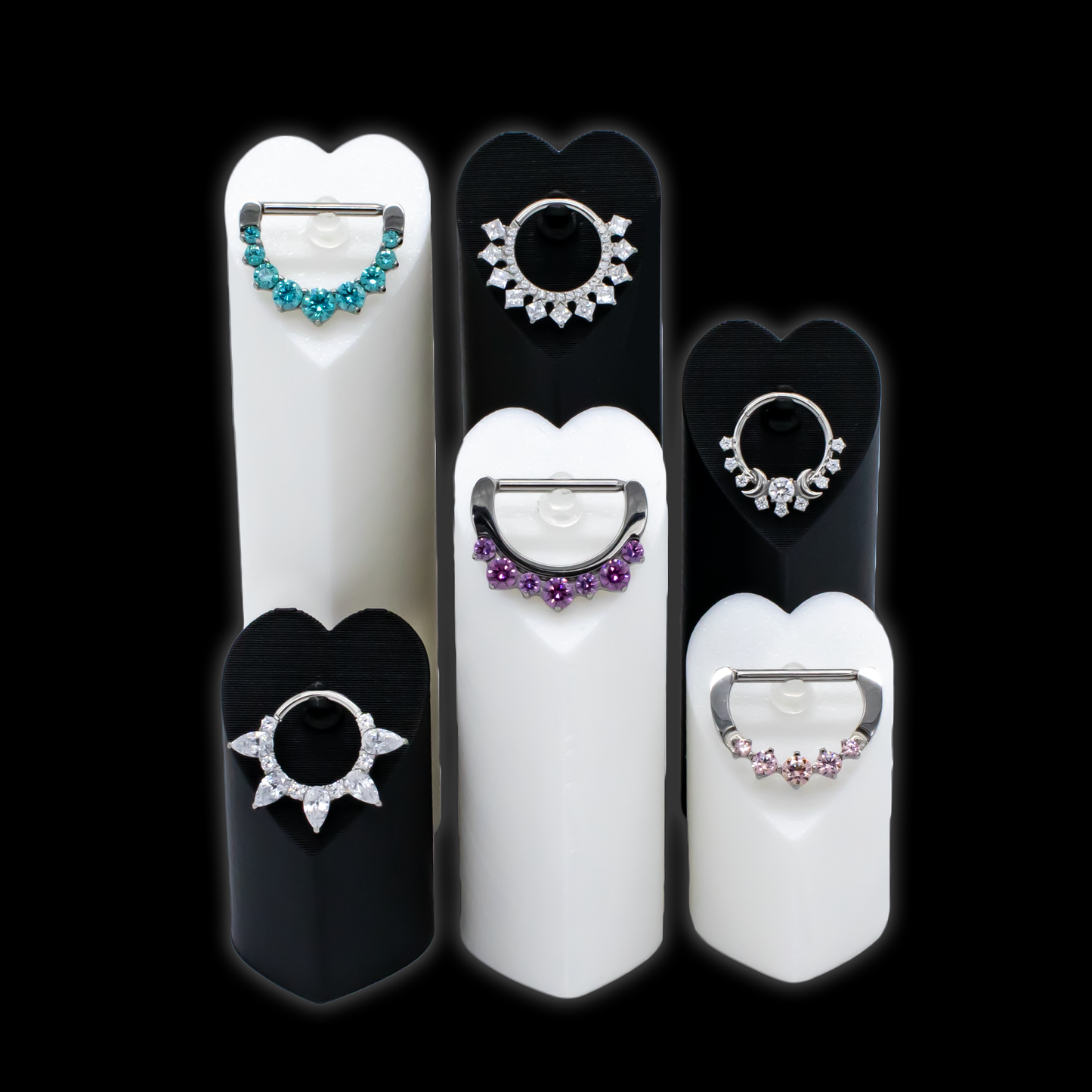 3 Piece Heart Tower Clip Display Set - Khrysos Jewelry