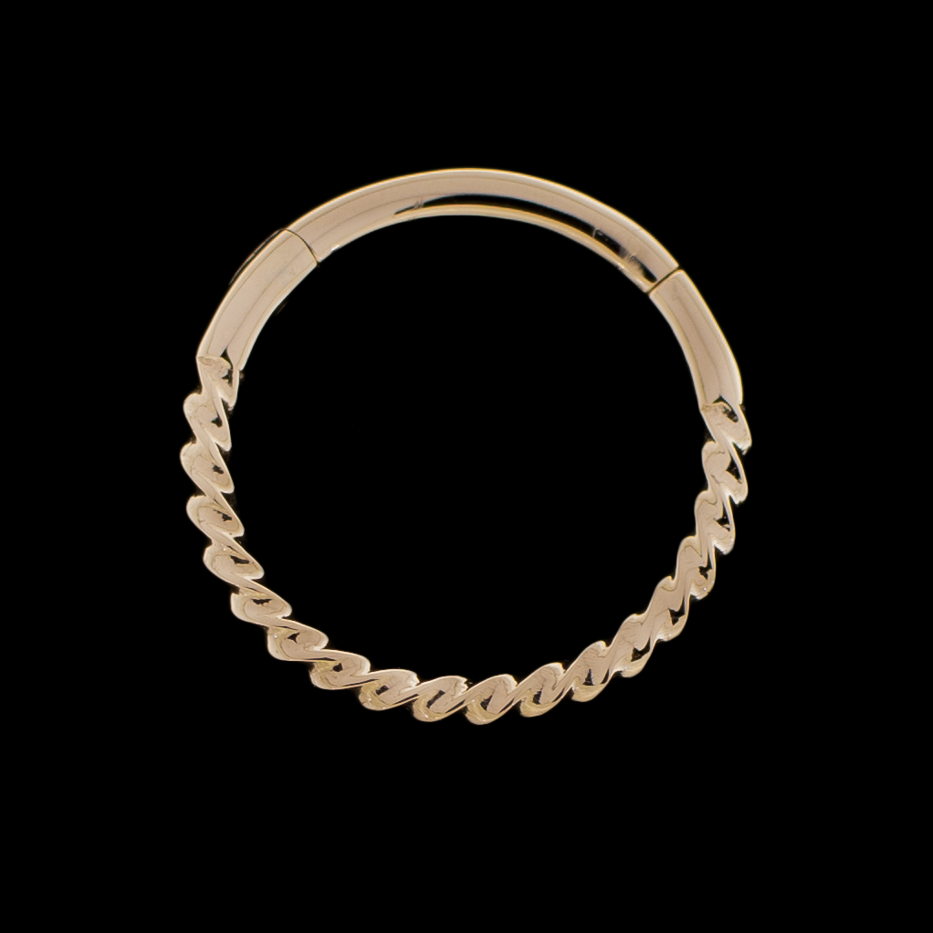 Arietta - 14Kt Gold Hinged Ring - Small Twisted design - Khrysos Jewelry