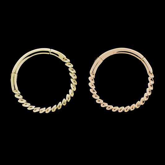 Arietta - 14Kt Gold Hinged Ring - Small Twisted design - Khrysos Jewelry