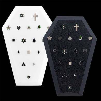 Coffin Shaped Display w/ 14G Titanium Ends - Khrysos Jewelry
