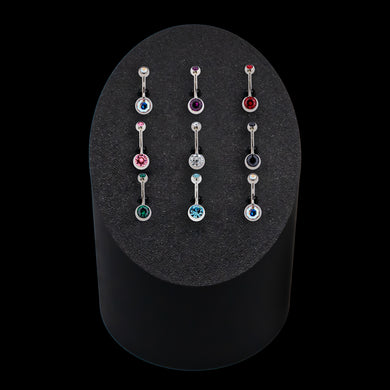 Cylinder Tower Clip Display w/ Bezel Set Navel Jewelry