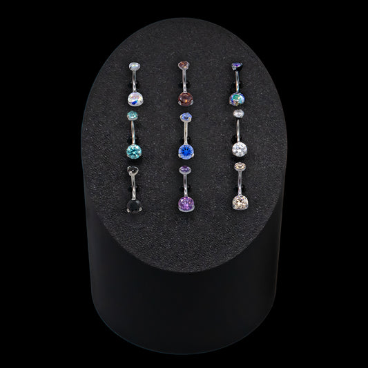 Cylinder Tower Clip Display w/ Prong Set Navel Jewelry - Khrysos Jewelry