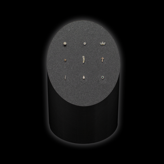 Cylinder Tower Display w/ 14kt Threadless Ends - Khrysos Jewelry