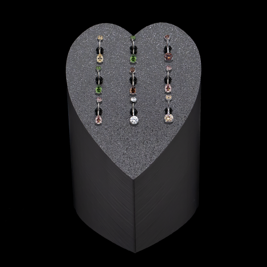 Fall Themed Heart Tower Display w/ Prong Set Navel Jewelry - Khrysos Jewelry