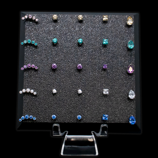 Square End Display w/ Premium Zirconia Threadless Ends - Khrysos Jewelry