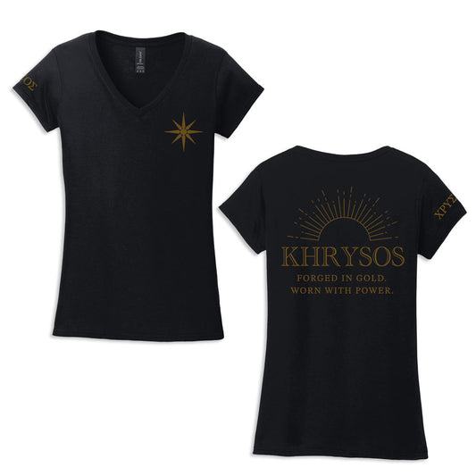 Women's V-Neck Cotton T-Shirt - Khrysos Jewelry