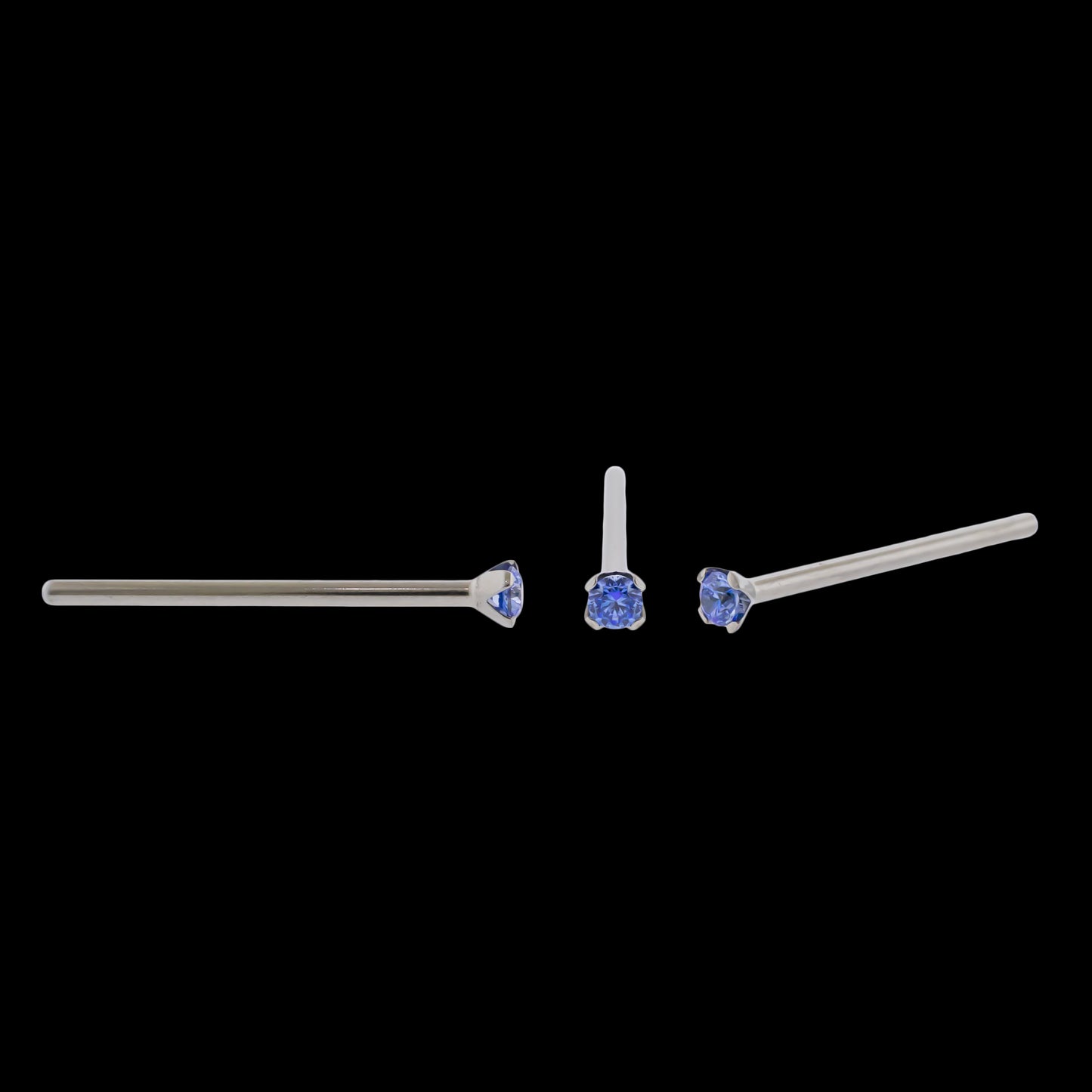 Unbent Nostril Screw/ Pins with Prong Set Premium Zirconia - Khrysos Jewelry