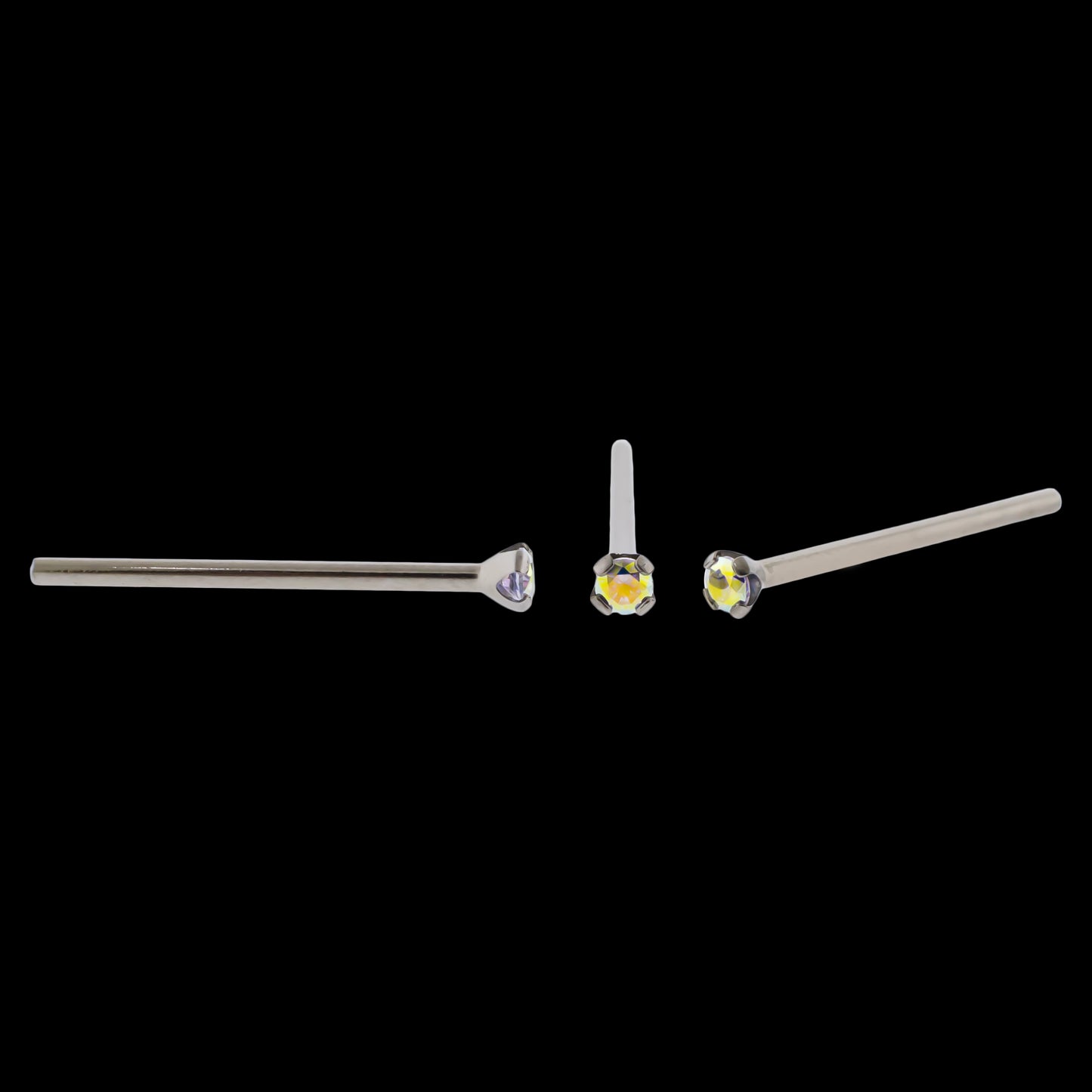 Unbent Nostril Screw/ Pins with Prong Set Premium Zirconia - Khrysos Jewelry