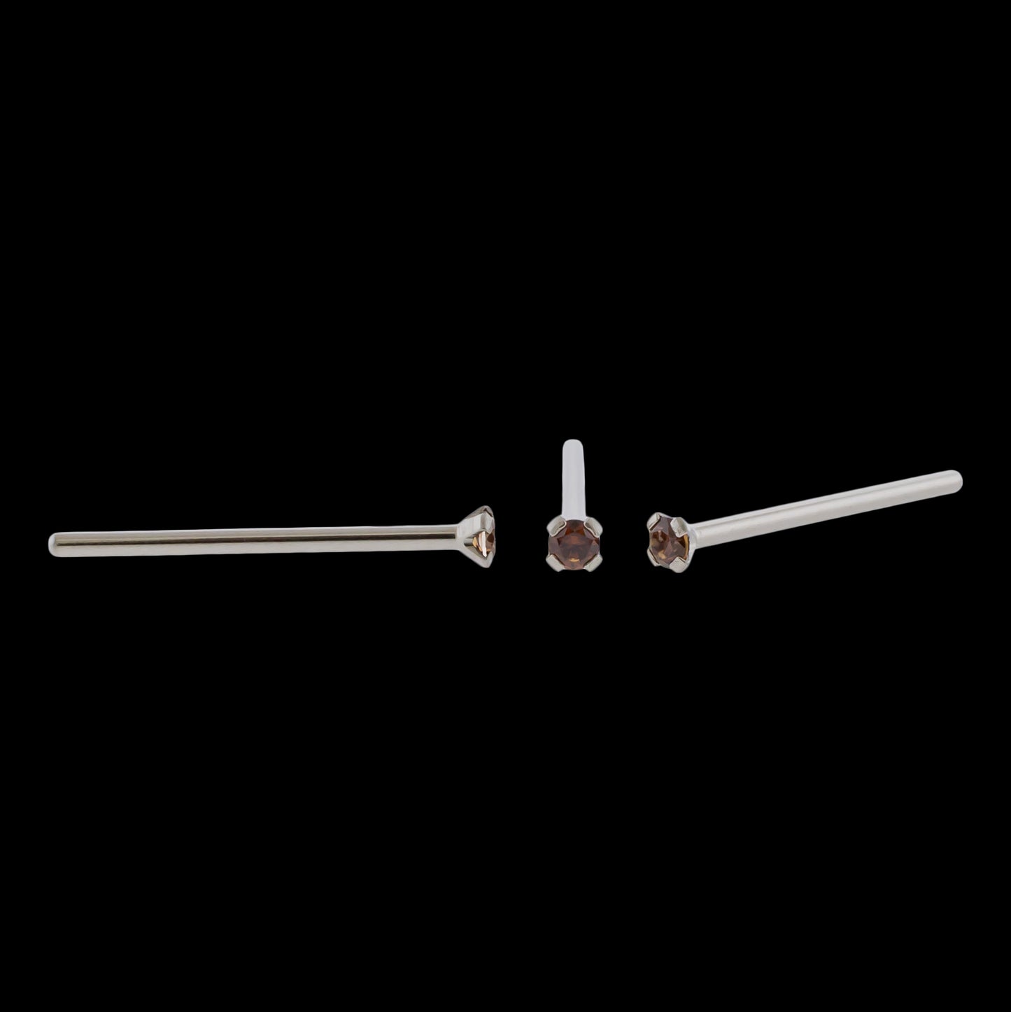 Unbent Nostril Screw/ Pins with Prong Set Premium Zirconia - Khrysos Jewelry