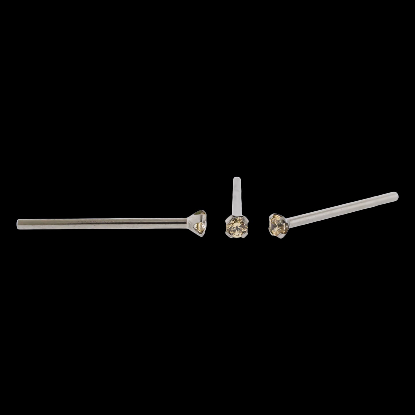 Unbent Nostril Screw/ Pins with Prong Set Premium Zirconia - Khrysos Jewelry