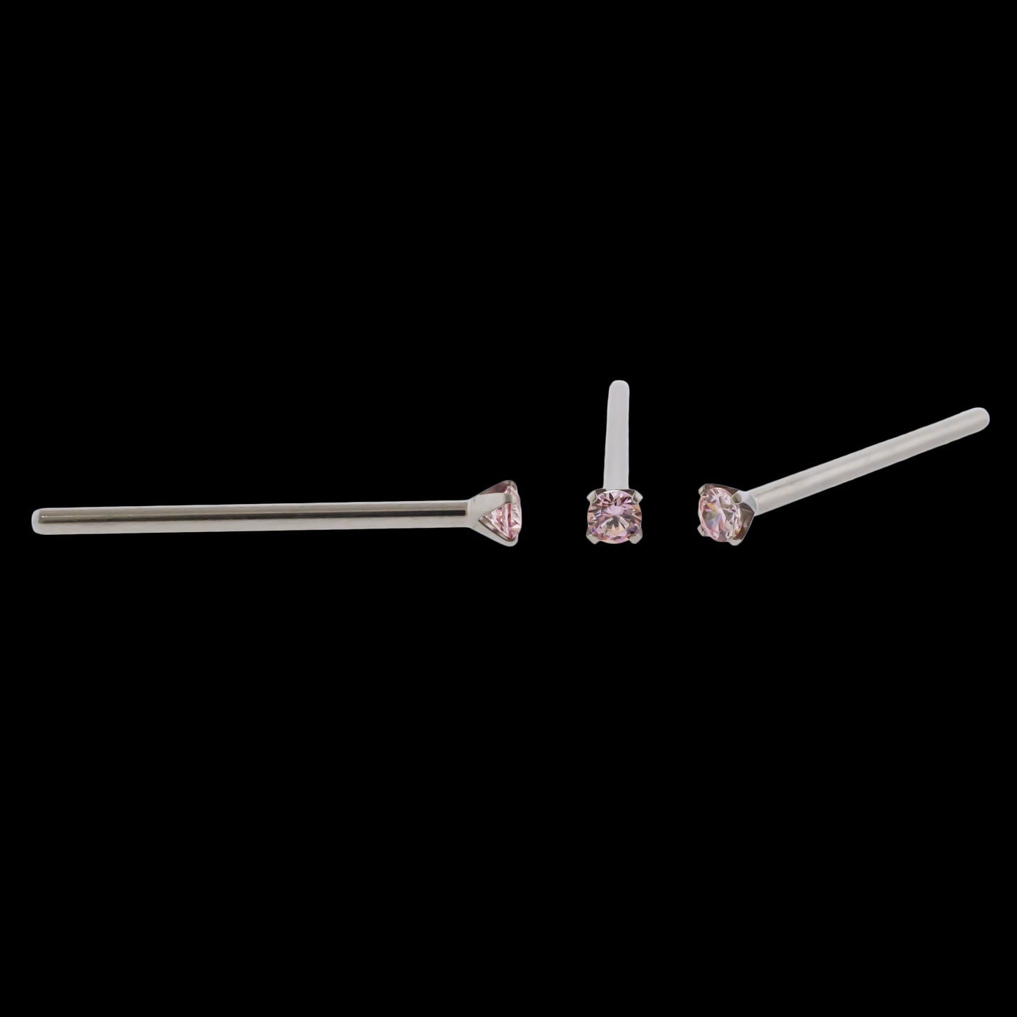Unbent Nostril Screw/ Pins with Prong Set Premium Zirconia - Khrysos Jewelry