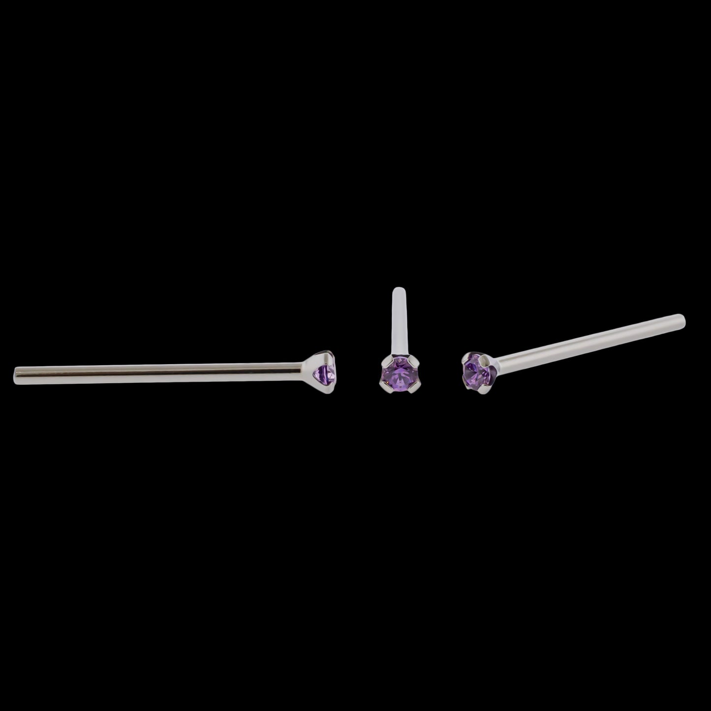 Unbent Nostril Screw/ Pins with Prong Set Premium Zirconia - Khrysos Jewelry
