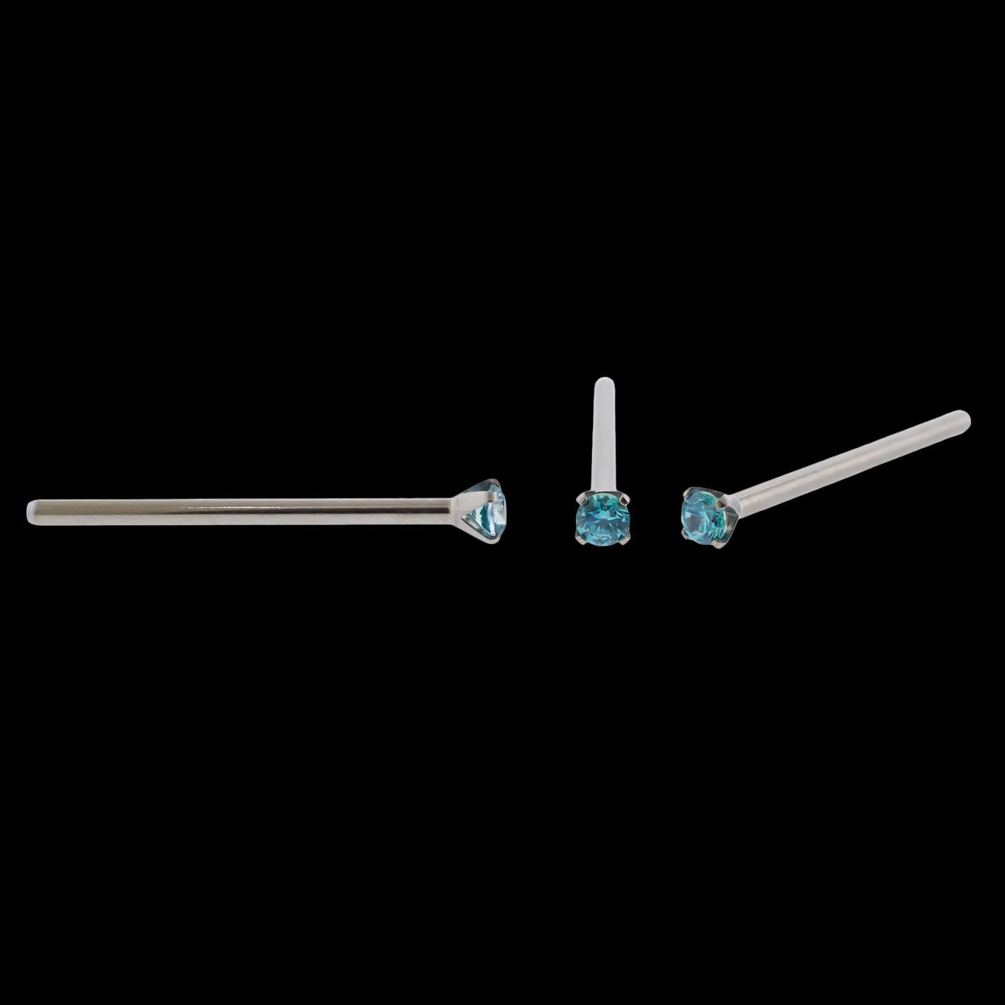 Unbent Nostril Screw/ Pins with Prong Set Premium Zirconia - Khrysos Jewelry