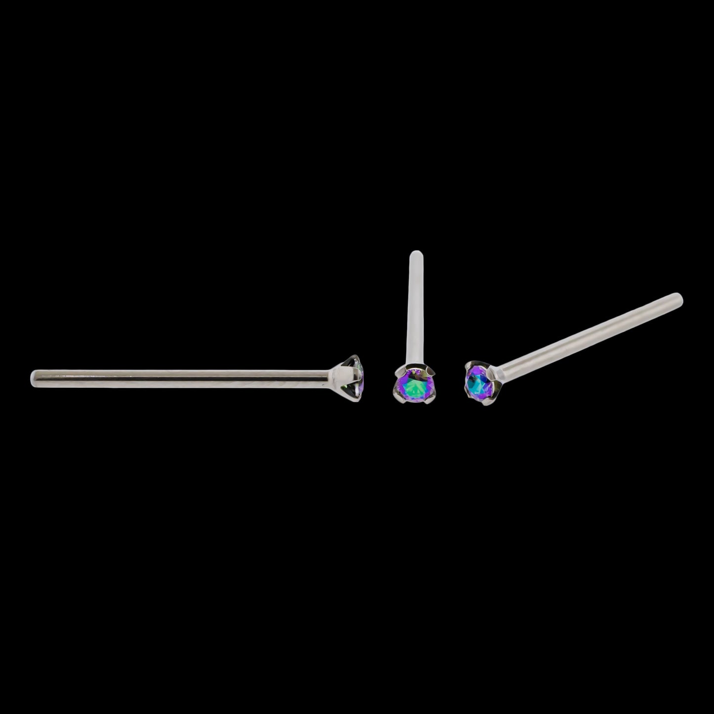 Unbent Nostril Screw/ Pins with Prong Set Premium Zirconia - Khrysos Jewelry