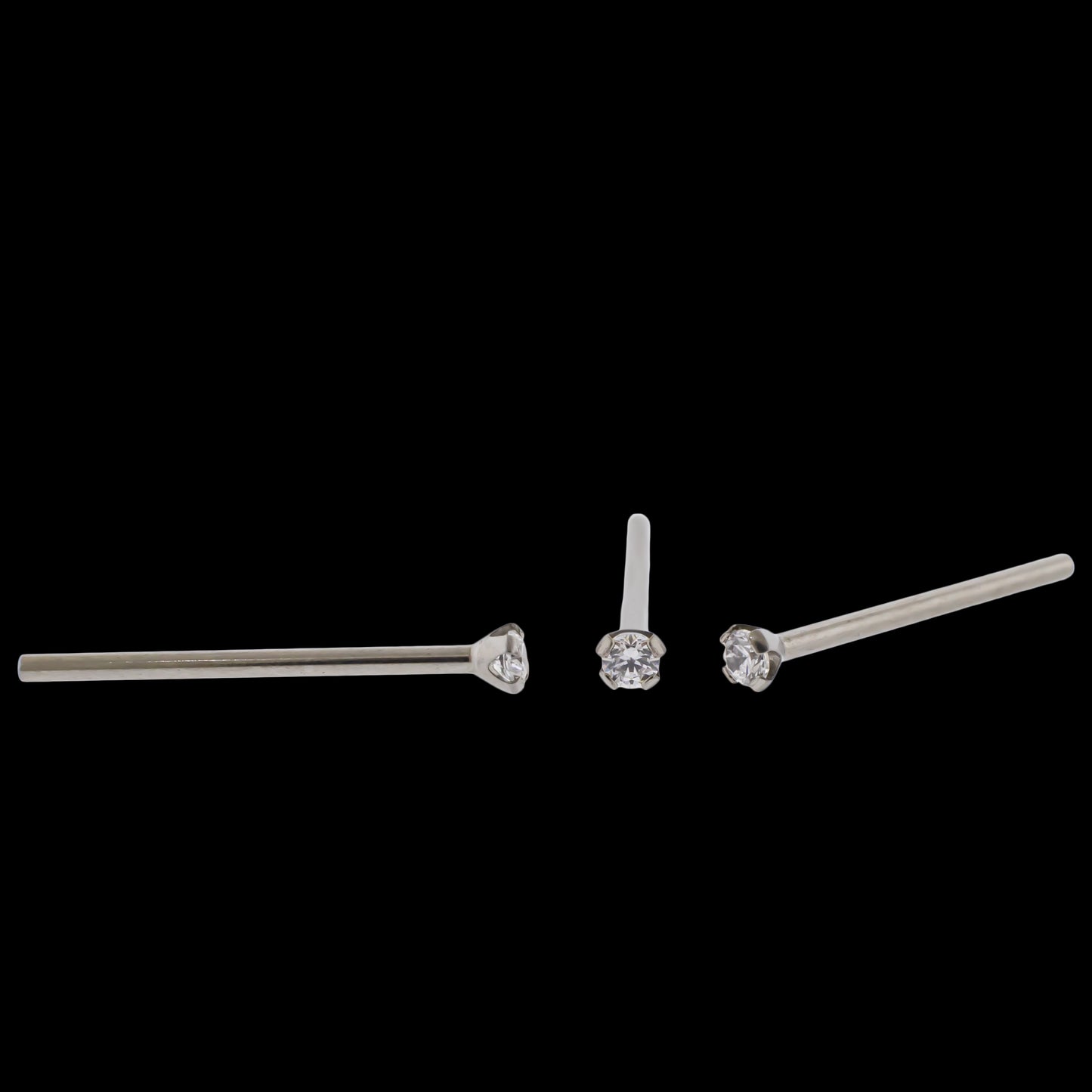 Unbent Nostril Screw/ Pins with Prong Set Premium Zirconia - Khrysos Jewelry
