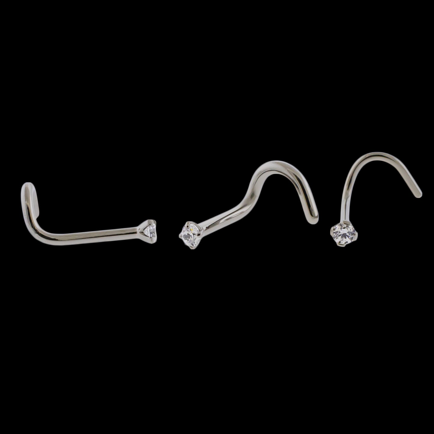Prong Set Premium Zirconia Nostril Screw - Khrysos Jewelry