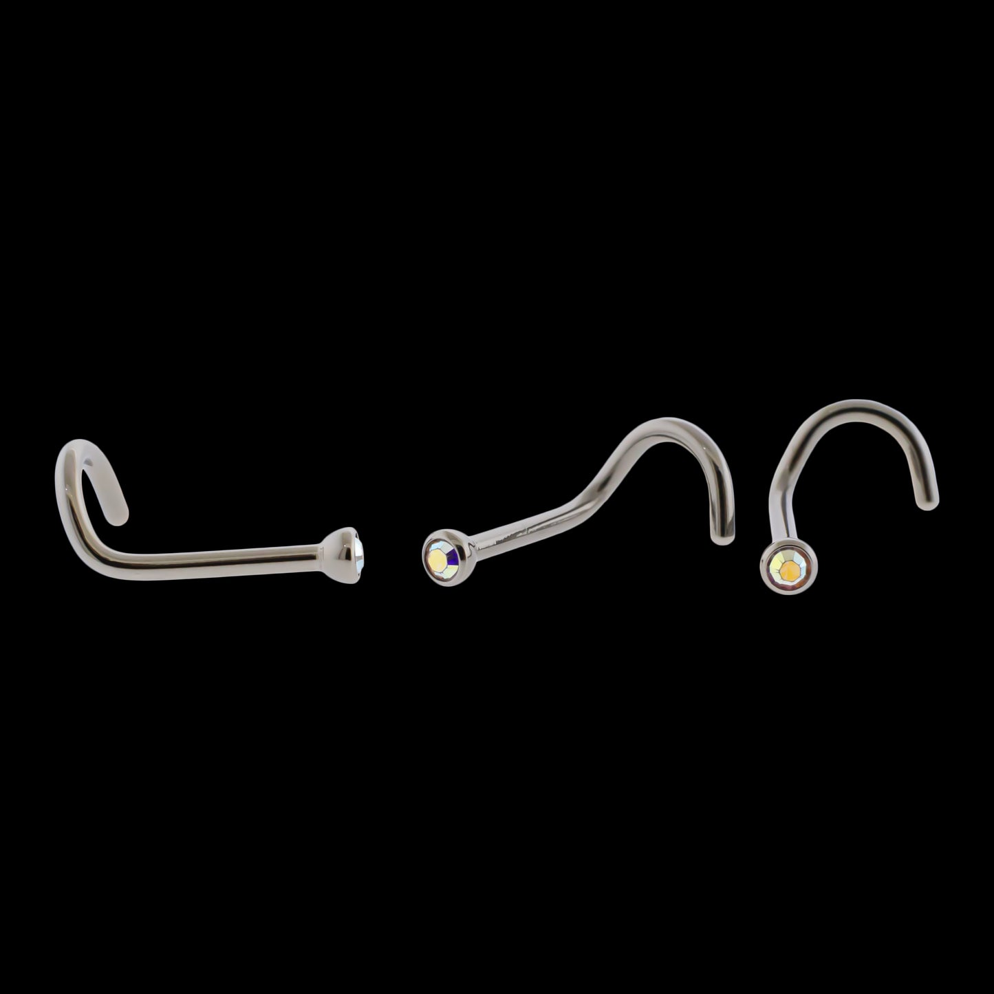 Bezel Set Premium Crystal Nostril Screws - Khrysos Jewelry
