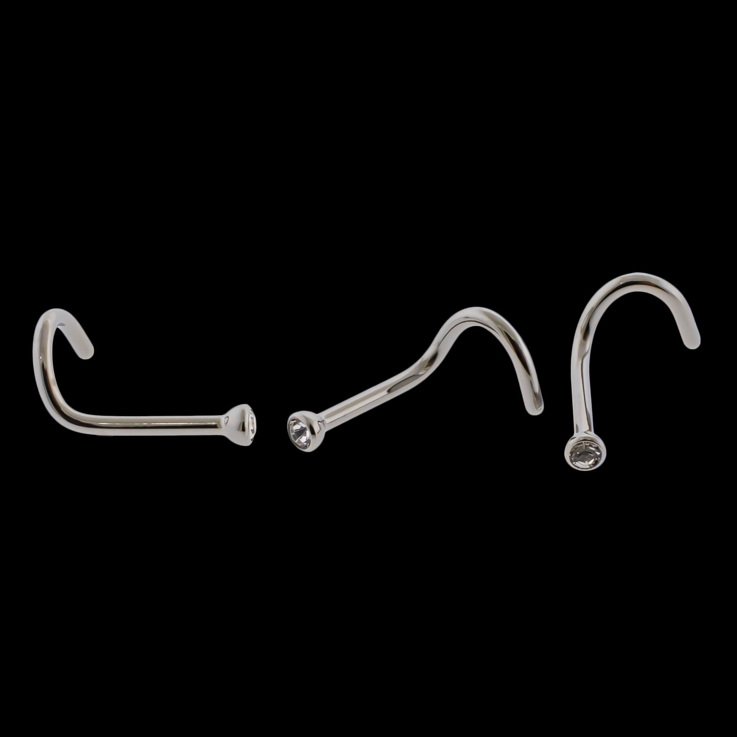 Bezel Set Premium Crystal Nostril Screws - Khrysos Jewelry