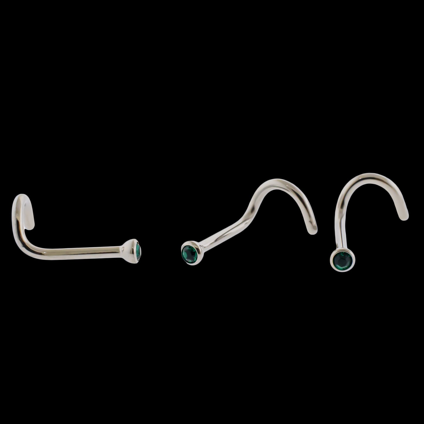 Bezel Set Premium Crystal Nostril Screws - Khrysos Jewelry