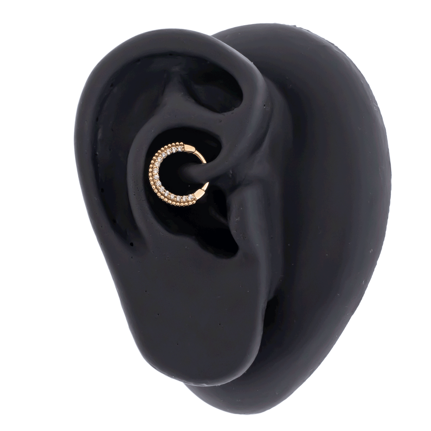 Alora - 14Kt Gold Hinged Ring - Beaded Cz's - Khrysos Jewelry