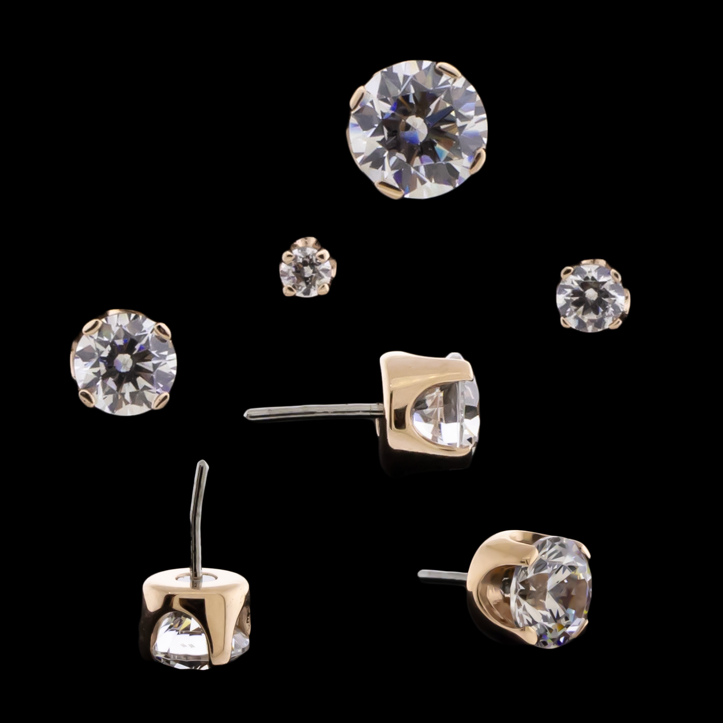 Zarela – 14kt Gold Flat Back Prong-Set Zirconia - Khrysos Jewelry