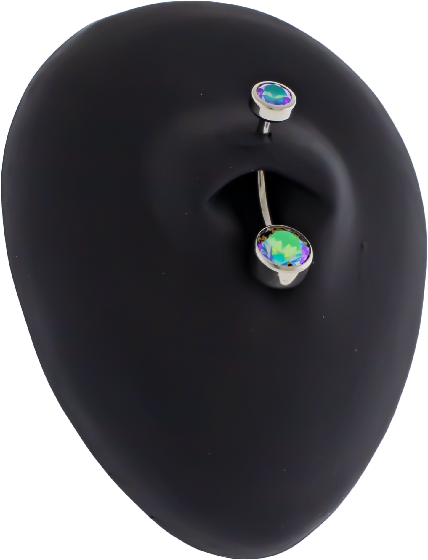 14G Titanium Internally Threaded Flat Set Double Gem - Khrysos Jewelry