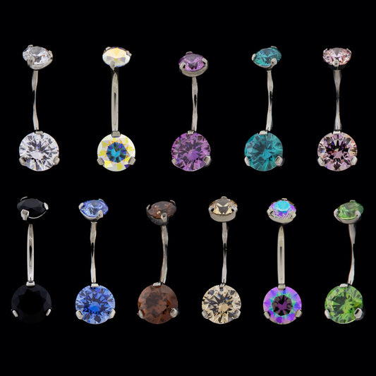 Prong Set Premium Zirconia Navel Ring - Khrysos Jewelry