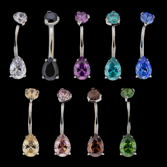 Pear Cut Premium Zirconia Navel Ring - Khrysos Jewelry
