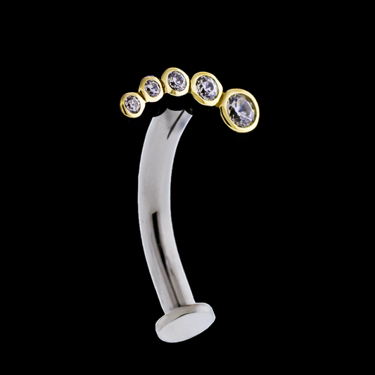 14kt Gold Threadless Crescent Floating Navel - Khrysos Jewelry