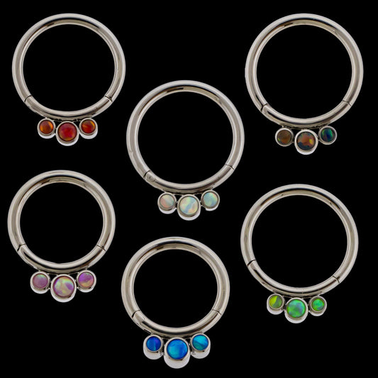 Astoria - 16G Opal Titanium Hinged Ring - Khrysos Jewelry