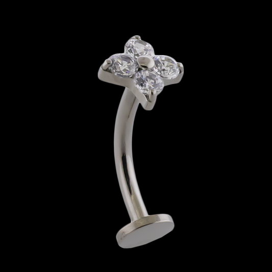 16G Titanium Curved Barbell w/ Fancy End - Khrysos Jewelry