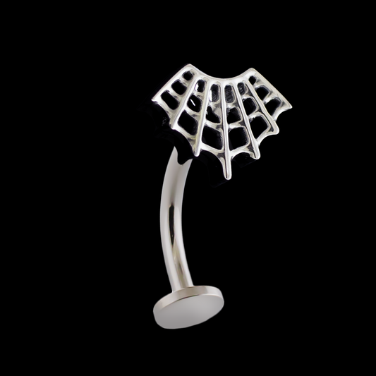 16G Titanium Curved Barbell w/ Spooky End - Khrysos Jewelry