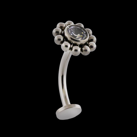 16G Titanium Curved Barbell w/ Beaded End - Khrysos Jewelry