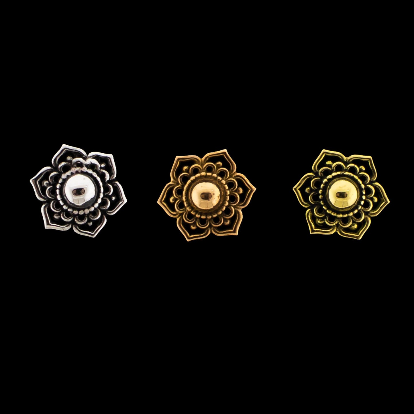 Mandala - 18KT Gold Threadless End - Khrysos Jewelry