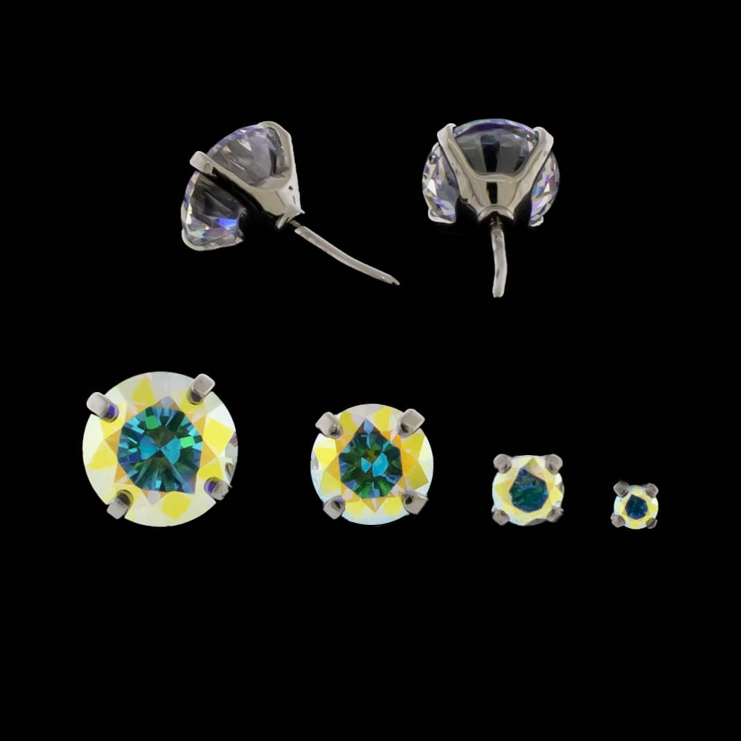 Prong Set Round Cut Premium Zirconia - Threadless End - Khrysos Jewelry