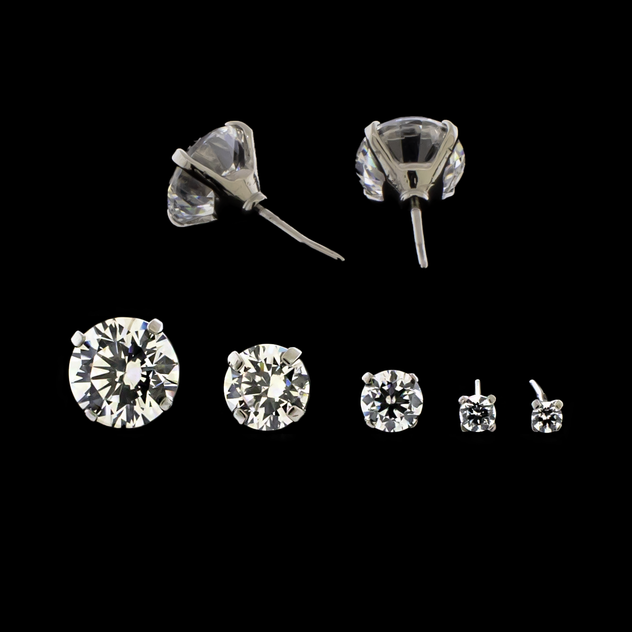 Prong Set Round Cut Premium Zirconia - Threadless End - Khrysos Jewelry