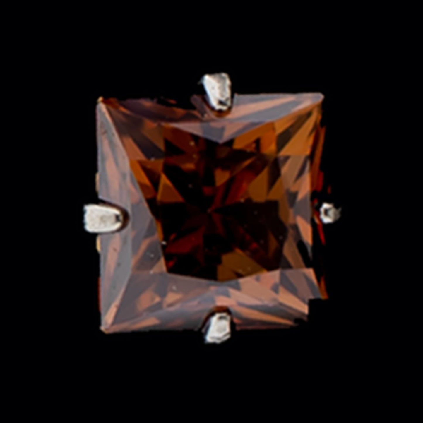 Prong Set Square Premium Zirconia - 14G Internally Threaded - Khrysos Jewelry