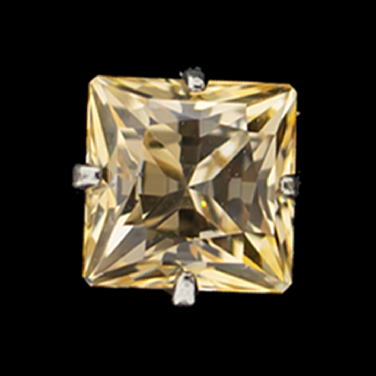 Prong Set Square Premium Zirconia - 14G Internally Threaded - Khrysos Jewelry