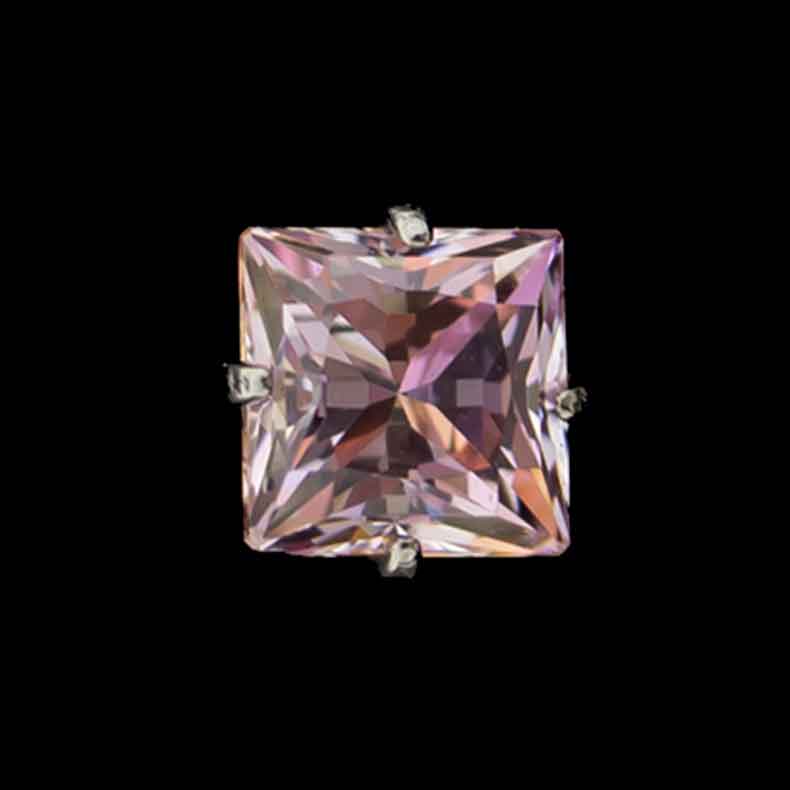 Prong Set Square Premium Zirconia - 14G Internally Threaded - Khrysos Jewelry