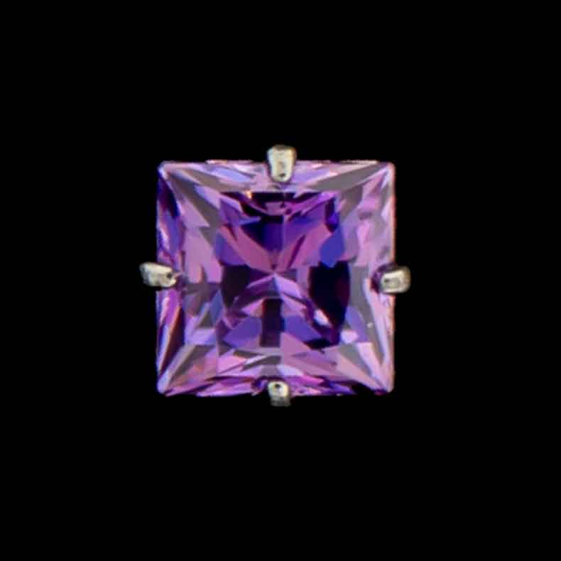 Prong Set Square Premium Zirconia - 14G Internally Threaded - Khrysos Jewelry