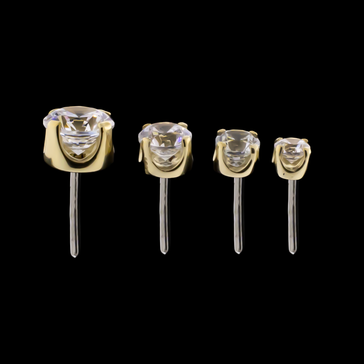 Zarela – 14kt Gold Flat Back Prong-Set Zirconia - Khrysos Jewelry