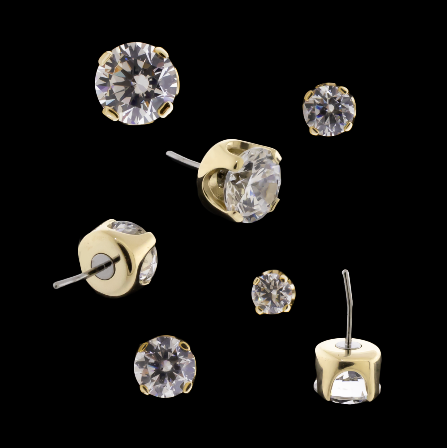 Zarela – 14kt Gold Flat Back Prong-Set Zirconia - Khrysos Jewelry