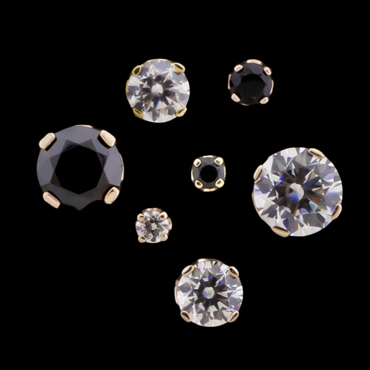 Zarela – 14kt Gold Flat Back Prong-Set Zirconia - Khrysos Jewelry