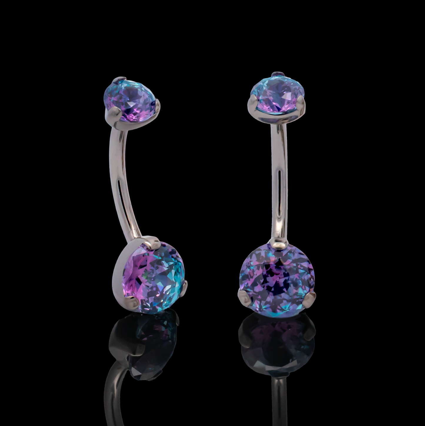 Prong Set Rosebush Gem Navel Ring - Khrysos Jewelry