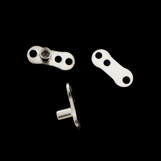 14g Titanium Dermal Anchor with 3-Hole Base – Available in 2mm & 2.5mm Rise - Khrysos Jewelry
