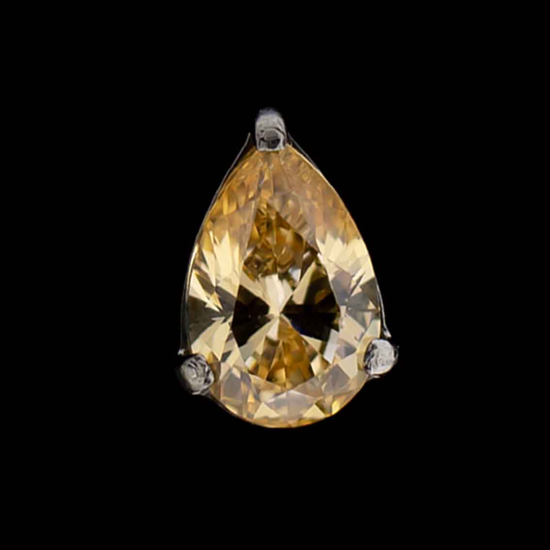 Pyrus- Pear Shaped Premium Zirconia Threadless End - Khrysos Jewelry