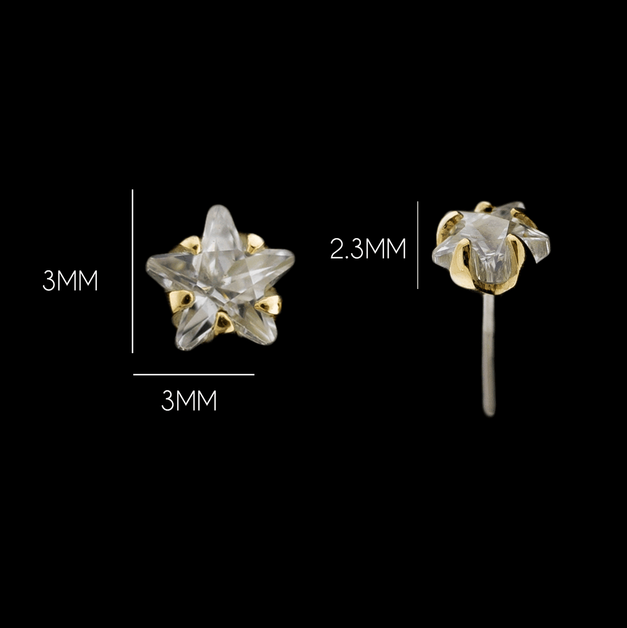 Celestia - 14KT Gold Threadless End - Khrysos Jewelry